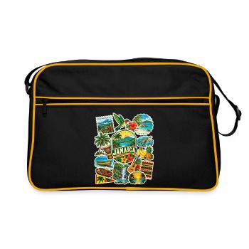 Jamaika Reisesticker - Retro Tasche - Schwarz/Gold - Vorne