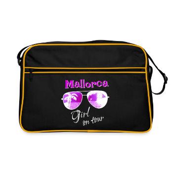 Mallorca Girl on tour - Sonnenbrille Palmen - Retro Tasche - Schwarz/Gold - Vorne