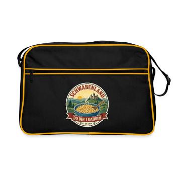 Schwabenland – Do bin i dahoim Vintage Badge - Retro Tasche - Schwarz/Gold - Vorne