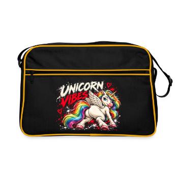 Unicorn Vibes Einhorn - Retro Tasche - Schwarz/Gold - Vorne