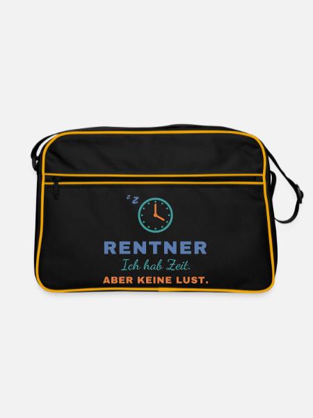 Rentner – Ich hab Zeit. Aber keine Lust. - Retro Tasche - Schwarz/Gold