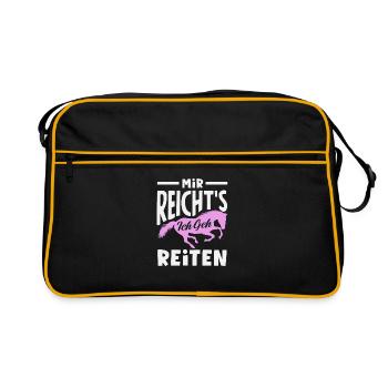 Lustiges Pferdemädchen & Reiter Spruch Geschenke - Retro Tasche - Schwarz/Gold - Vorne