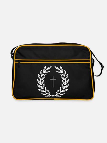 Lorbeerkreuz-Emblemdesign - Retro Tasche - Schwarz/Gold