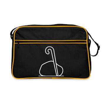 Krummer Stock auf Stein - Retro Tasche - Schwarz/Gold - Vorne