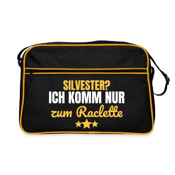 Silvester? Ich komm nur zum Raclette - Retro Tasche - Schwarz/Gold - Vorne