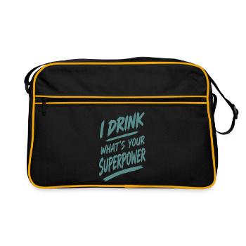 Ich trinke — deine Superkraft - Retro Tasche - Schwarz/Gold - Vorne