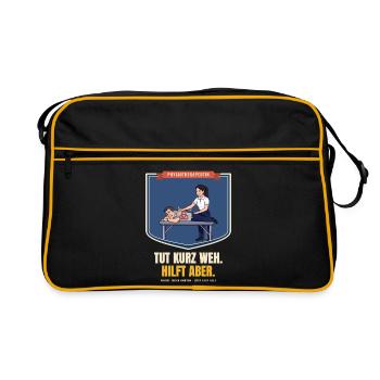 Physiotherapeutin – Geschenk Physio Spruch lustig - Retro Tasche - Schwarz/Gold - Vorne