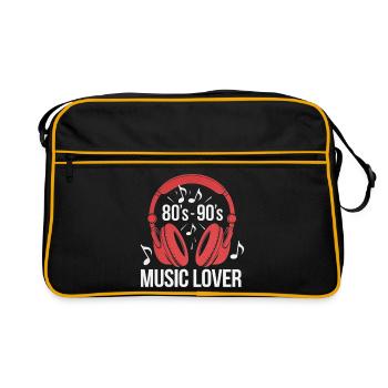 80er-90er-jahre-musikliebhaber-retro-kopfhörer - Retro Tasche - Schwarz/Gold - Vorne
