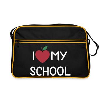 Ich liebe meine Schule - Retro Tasche - Schwarz/Gold - Vorne