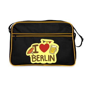 Ich liebe Berlin - Retro Tasche - Schwarz/Gold - Vorne