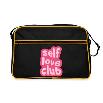 Selbst Love Club Typografisch - Retro Tasche - Schwarz/Gold - Vorne