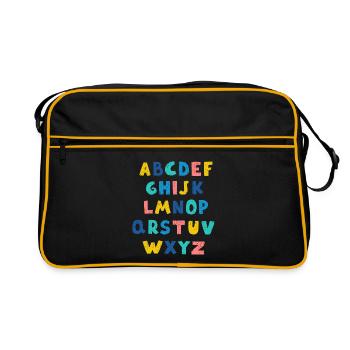 Lebendiges Alphabet - Retro Tasche - Schwarz/Gold - Vorne