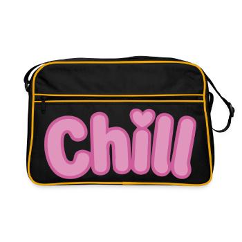 Chill Pink Bubbles Weiche Typografie - Retro Tasche - Schwarz/Gold - Vorne