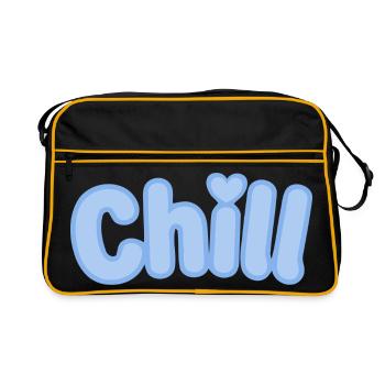 Chill Pastel Blue Bubble Text - Retro Tasche - Schwarz/Gold - Vorne