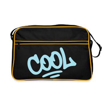 COOL Pastel Blue Graffiti - Retro Tasche - Schwarz/Gold - Vorne