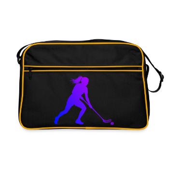 Geschenkidee für eine Ballsportlerin mit Salibandy - Retro Tasche - Schwarz/Gold - Vorne
