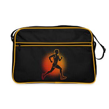 Geschenkidee für einen Running mit Marathonlaufen - Retro Tasche - Schwarz/Gold - Vorne