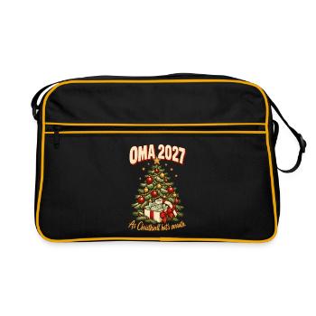 Oma 2027 Christkindl hat's verraten - Retro Tasche - Schwarz/Gold - Vorne