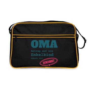 Oma 2027 – Antrag auf Enkelkind genehmigt - Retro Tasche - Schwarz/Gold - Vorne