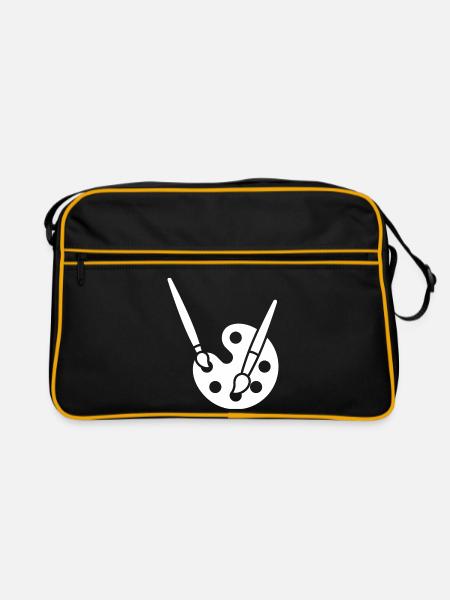 Malerei, Farbpalette, Pinsel, Kunst Symbol - Retro Tasche - Schwarz/Gold