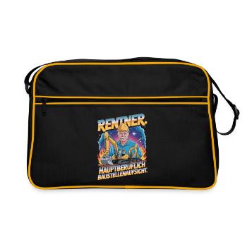 Rentner Hauptberuflich Baustellenaufsicht Rente - Retro Tasche - Schwarz/Gold - Vorne