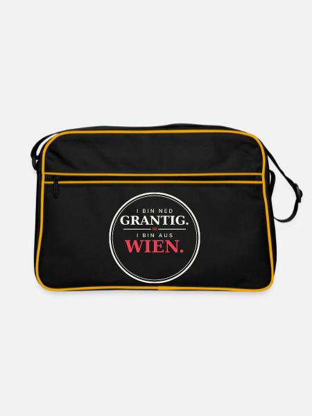 I bin ned grantig, i bin aus Wien - Wienerisch - Retro Tasche - Schwarz/Gold