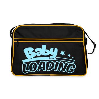 Baby Loading Logo in Sky Blue - Retro Tasche - Schwarz/Gold - Vorne