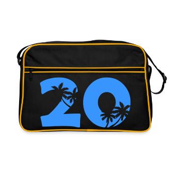 Sommer 20 Palmen Silhouette - Retro Tasche - Schwarz/Gold - Vorne