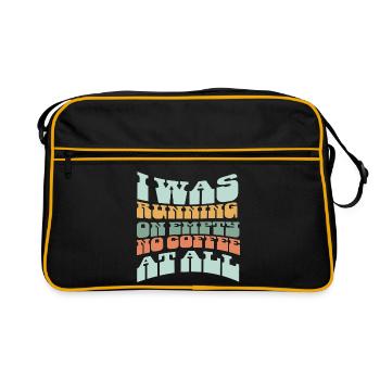 Kaffee- und Energietext - Retro Tasche - Schwarz/Gold - Vorne
