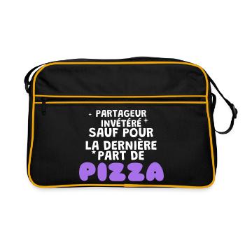 Sharer außer Pizza-Humor - Retro Tasche - Schwarz/Gold - Vorne