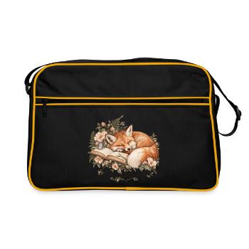 Fuchs im Blumenbuch: Nachtzauber - Retro Tasche - Schwarz/Gold - Vorne