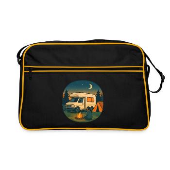 Geschenk zur ersten Nacht im eigenen Wohnmobil - Retro Tasche - Schwarz/Gold - Vorne