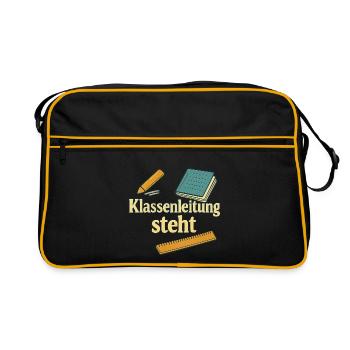 Geschenk für die erste eigene Klassenleitung - Retro Tasche - Schwarz/Gold - Vorne