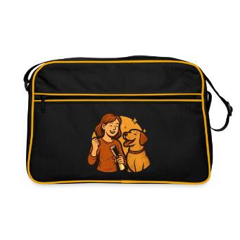 Geschenk nach bestandener Begleithundeprüfung - Retro Tasche - Schwarz/Gold - Vorne