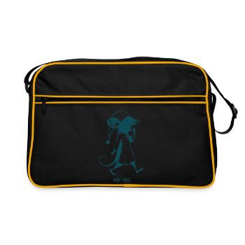 Müde Maus Schlafenszeit  - Retro Tasche - Schwarz/Gold - Vorne