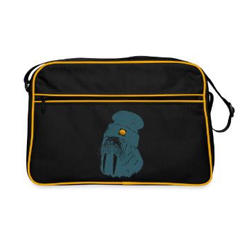 Walross Meer Küstenkind Outdoor - Retro Tasche - Schwarz/Gold - Vorne
