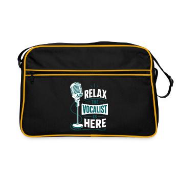 Entspann dich Der Sänger ist hier Leadsänger Humor - Retro Tasche - Schwarz/Gold - Vorne