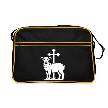 Lamm am Kreuz - Retro Tasche - Schwarz/Gold - Vorne