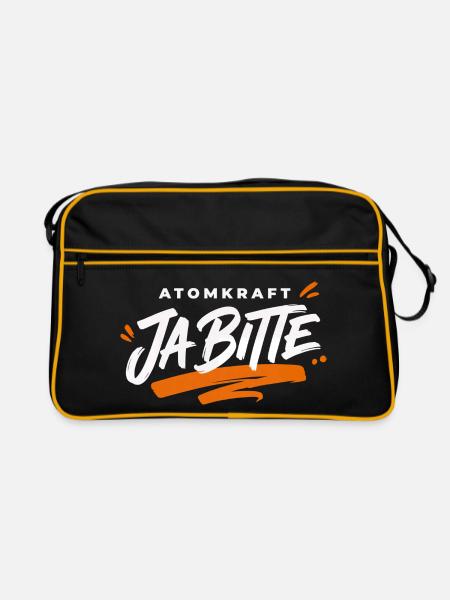 Atomkraft Ja bitte Spruch Kernkraft Shirt - Retro Tasche - Schwarz/Gold