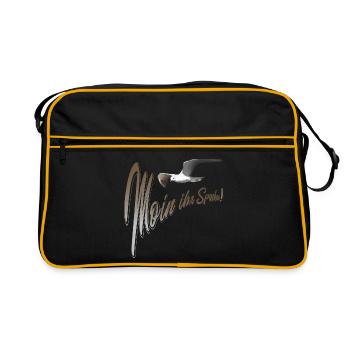 Moin ihr Spacken Möwe - Retro Tasche - Schwarz/Gold - Vorne