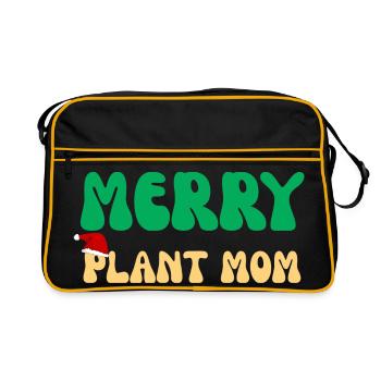Fröhliche Pflanzenmama Weihnachtsgeschenk Pflanzenliebhaber Feiertag - Retro Tasche - Schwarz/Gold - Vorne