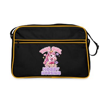 This Girl Loves Hobby Horsing Steckenpferd - Retro Tasche - Schwarz/Gold - Vorne