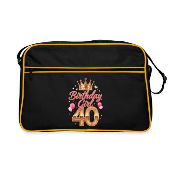 Birthday Girl 40 Krone Geburtstag Frau - Retro Tasche - Schwarz/Gold - Vorne