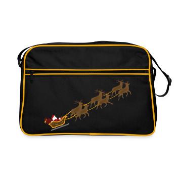 Weihnachtsschlitten - Retro Tasche - Schwarz/Gold - Vorne