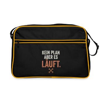 Kein Plan, Aber Es Läuft - Retro Tasche - Schwarz/Gold - Vorne