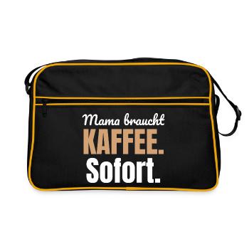 Mama braucht Kaffee. Sofort. - Retro Tasche - Schwarz/Gold - Vorne