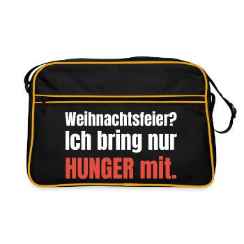 Weihnachtsfeier? Ich bring nur Hunger mit. - Retro Tasche - Schwarz/Gold - Vorne