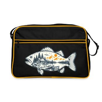 Vintage-Fischen - Retro Tasche - Schwarz/Gold - Vorne