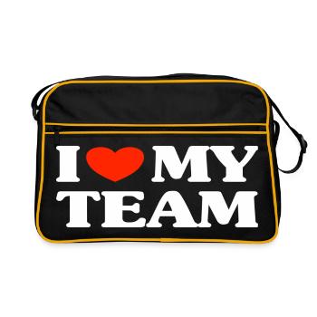 Team Teamwork Spruch - Retro Tasche - Schwarz/Gold - Vorne