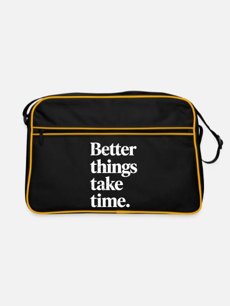 Bessere Dinge brauchen Zeit - Retro Tasche - Schwarz/Gold